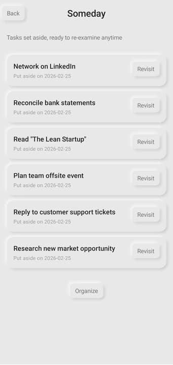UndoList inbox view for capturing tasks